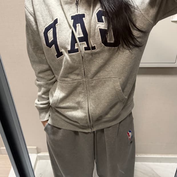 갭 그레이 후드집업 m