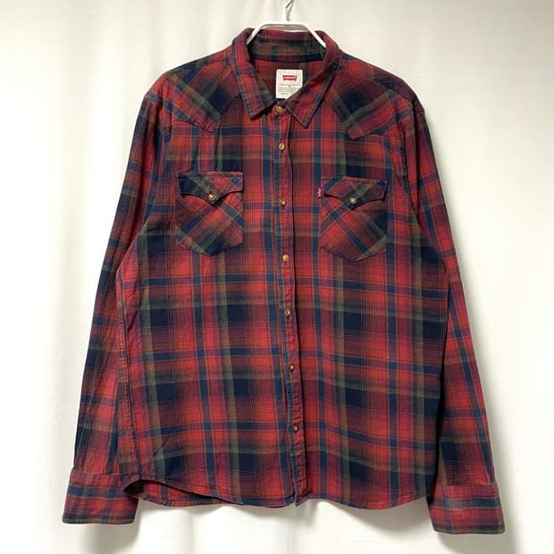 리바이스 남성 코튼 웨스턴 체크셔츠 XL _ 브릭