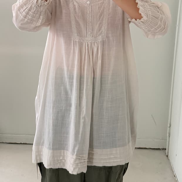 일본빈티지 모리 레이스 블라우스 원피스