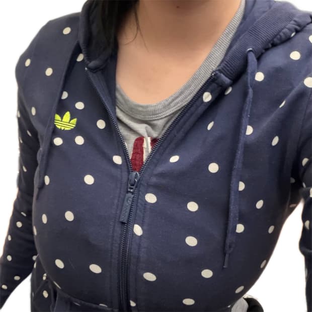 ✨아디다스 도트 딱붙핏 파이어버드 네이비 후드집업✨