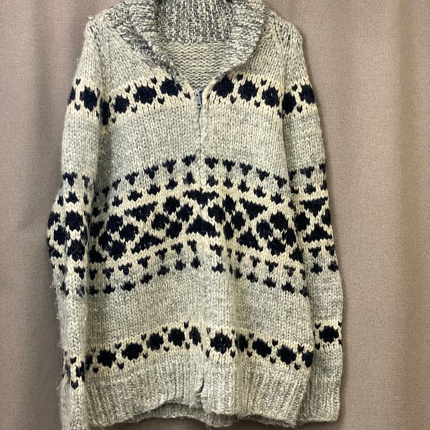 빈티지 코위찬 니트 집업