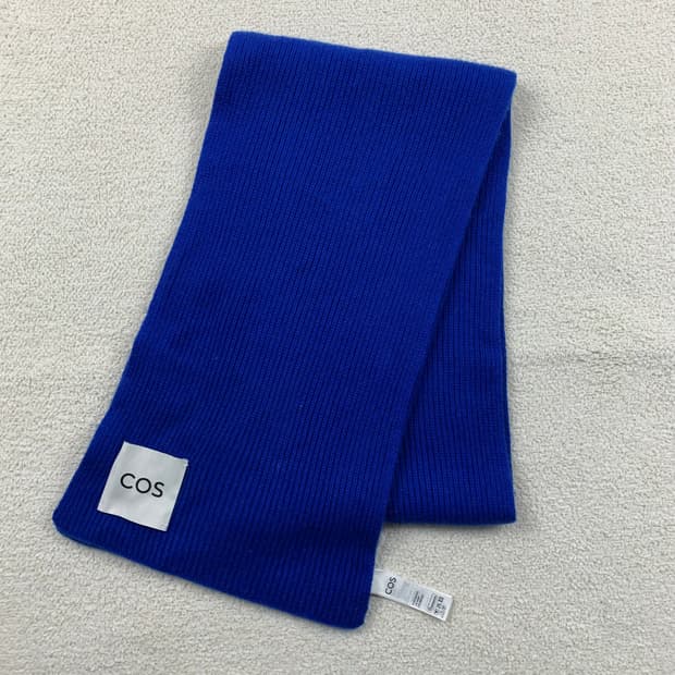 코스 울 캐시미어 스카프 머플러 블루