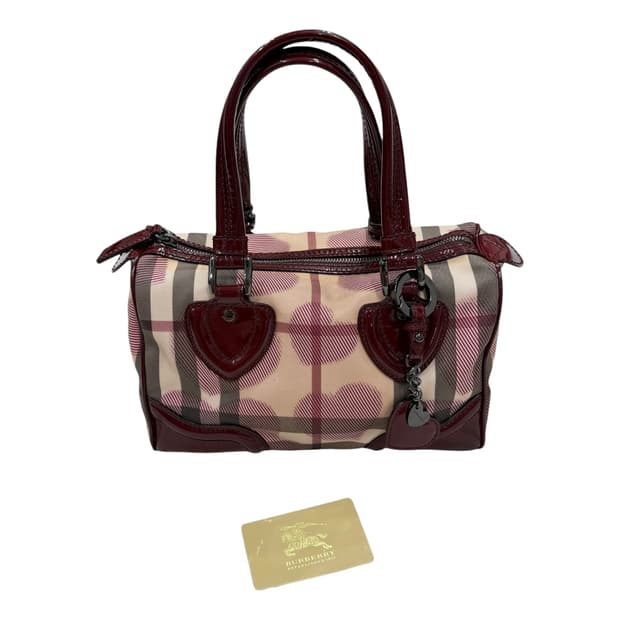 버버리 빈티지 러브 하트 체크 보스턴백 토트백 핸드백 가방