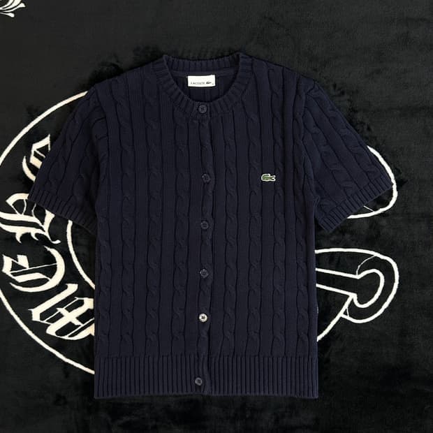 라코스테 꽈배기 니트 반팔가디건 44/55