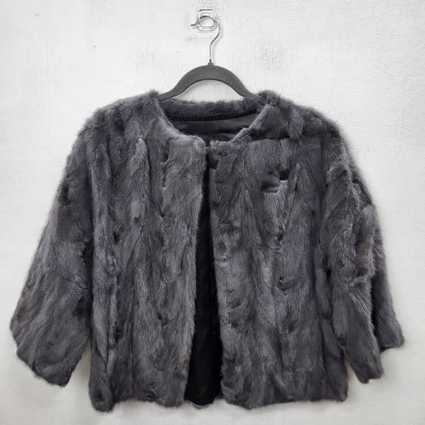 MEREHANE 천연밍크 모피숏자켓 그레이실버 S 90 새제품