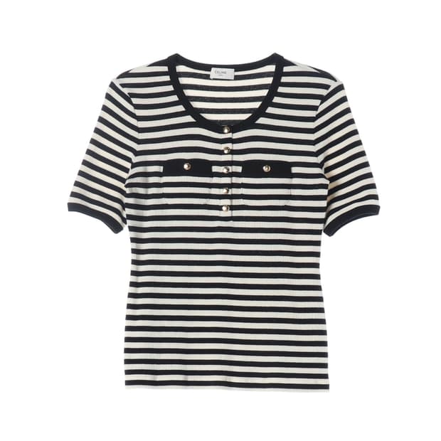 셀린느 마리니에르 스트라이프 포켓 반팔 티셔츠 S
