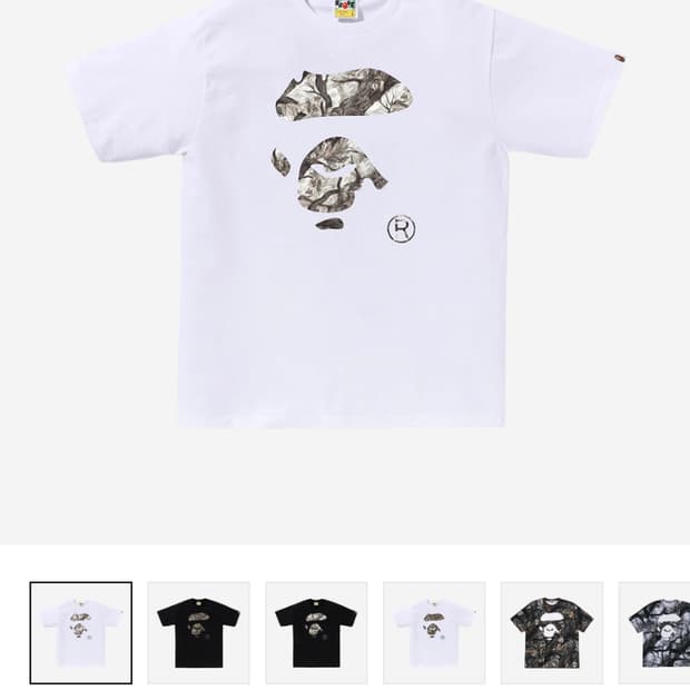 (M)(새상품)BAPE 25FW  화이트 리얼트리  에이프 반팔