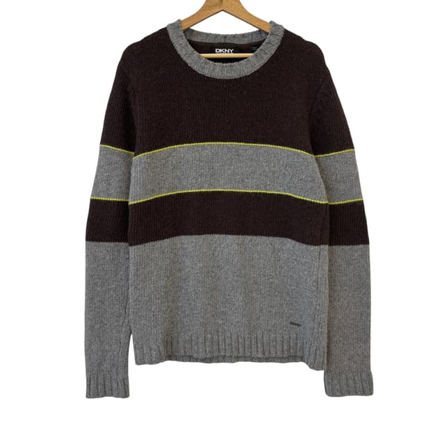 DKNY 린넨 울 배색 니트