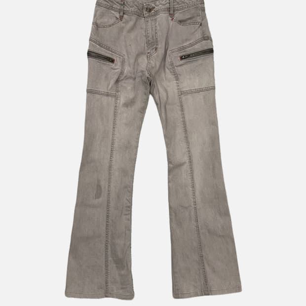 zipper cargo boots-cut jean