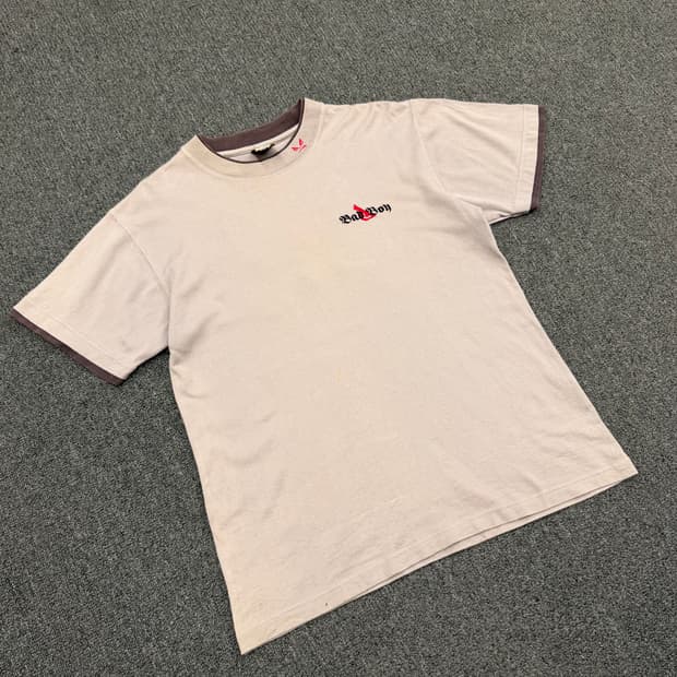 M) 배드보이 빈티지 로고 자수 반팔 티셔츠