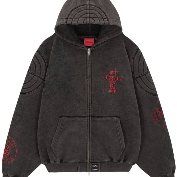 인세인개러지  패디드 숄더 후디 빈티지 블랙 1사이즈 후드집업