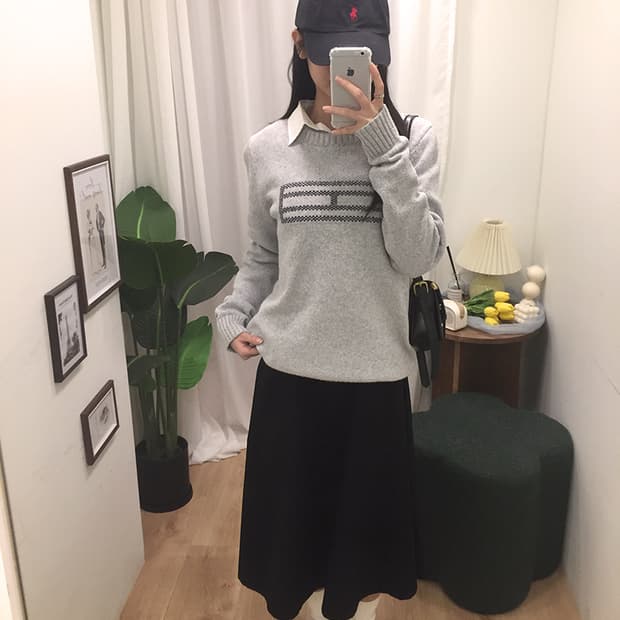 여성 타미 라운드 니트 100