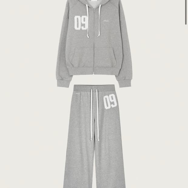 클리시어 넘버링 09 후드집업 세트 셋업 바지 그레이
