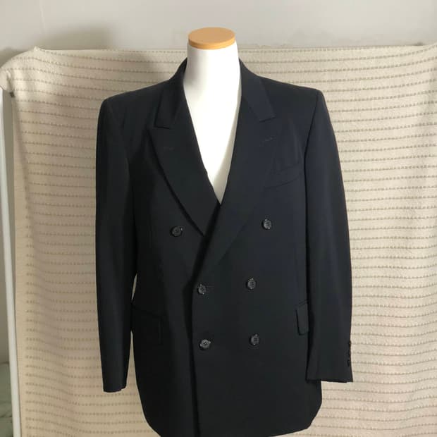 빈티지 울 블랙 더블 블레이저 자켓