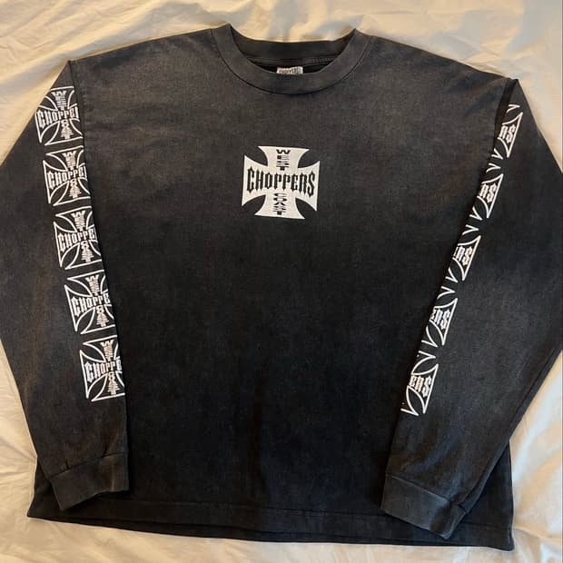 west coast choppers 크롭 롱슬리브 워시드 블랙