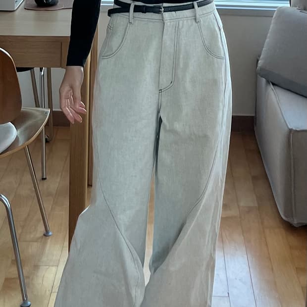 에핑글러 와이드 데님팬츠 S 화이트 그레이