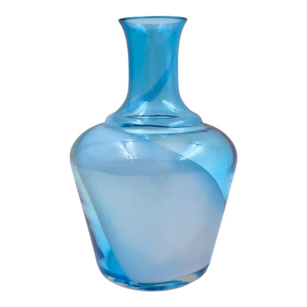 70s 쿠라타 핸드블로운 아쿠아 스윌 꽃병