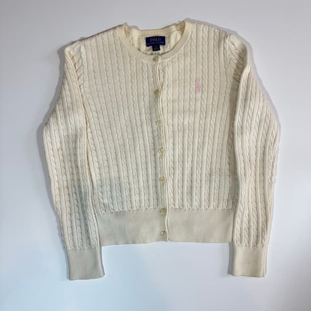 폴로 랄프로렌 아이보리 케이블 가디건