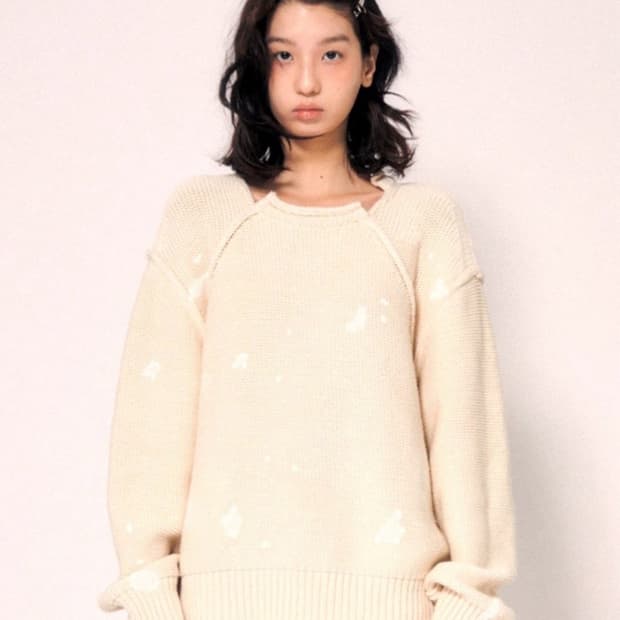 로레일즈 블리치 워싱 헤비 코튼 니트