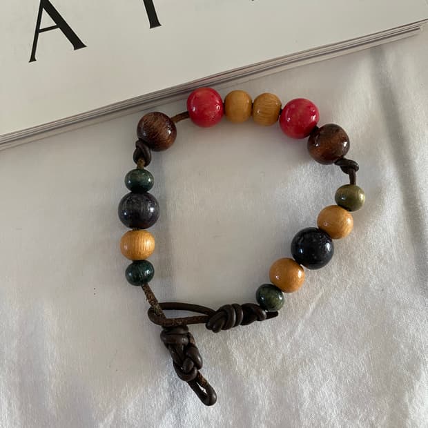 우드볼 가죽 팔찌