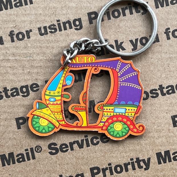 90s vtg Colorful Tuk Tuk Keyring