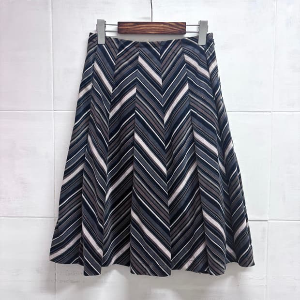 코듀로이 히피 그런지 스트라이프 미디 스커트 (JPN)