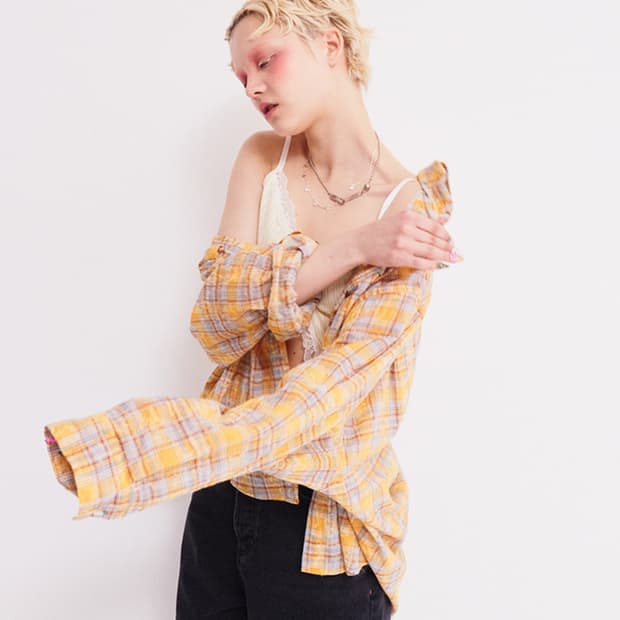 에즈이프켈리 더티워싱 오버핏 체크셔츠