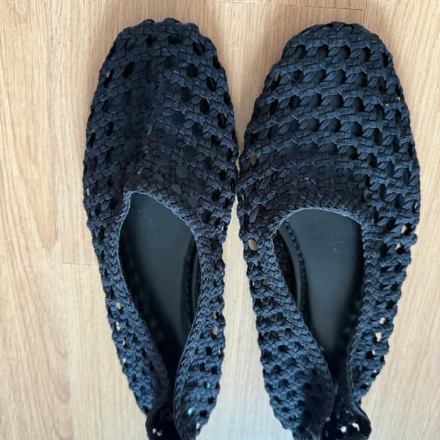 h&m 블랙 매쉬 플랫 슈즈 38