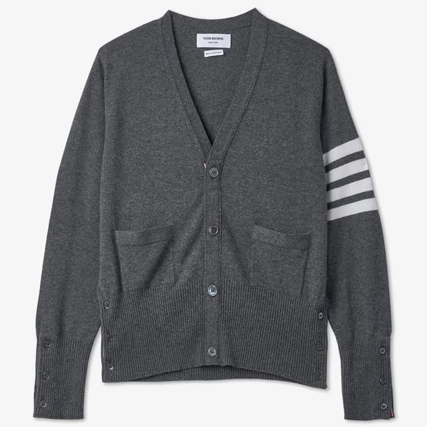 톰브라운 4 바 브이넥 가디건