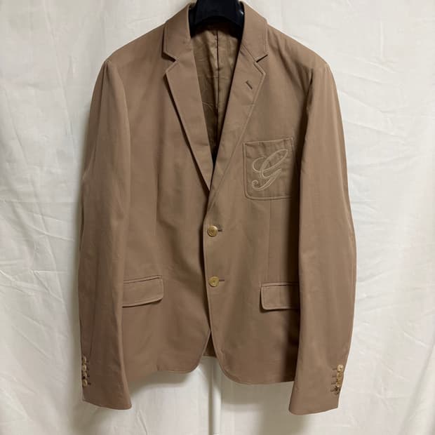 구찌 ITALY MADE G로고 자수 코튼 블레이저 /베이지,50R(L)