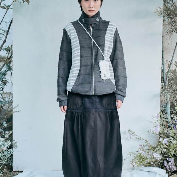 허그유어스킨 체크 벌룬 롱 스커트