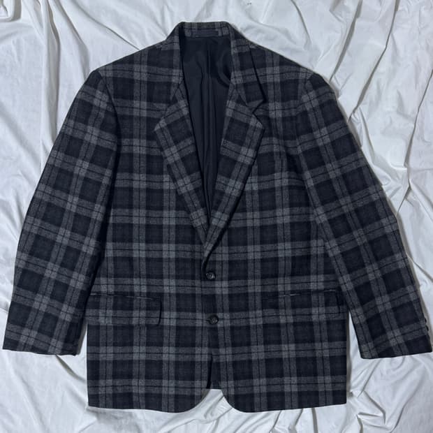 90s 꼼데가르송 옴므 울 체크 자켓