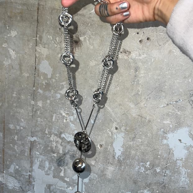 [M.Y.O.B NYC] Big silver ball necklace