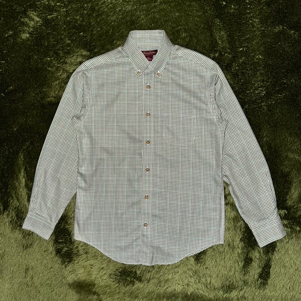 [M] 브룩스 브라더스 재팬 코튼 체크 셔츠 그린