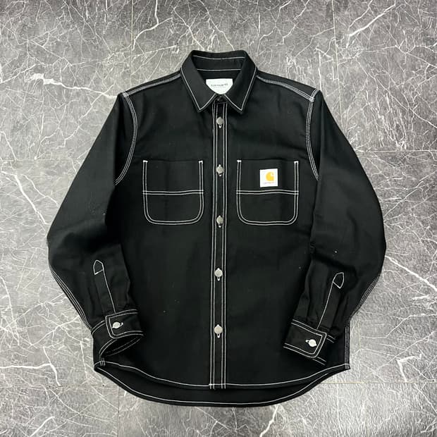 칼하트 Wip 초크 스티치 셔츠 자켓 블랙 화이트