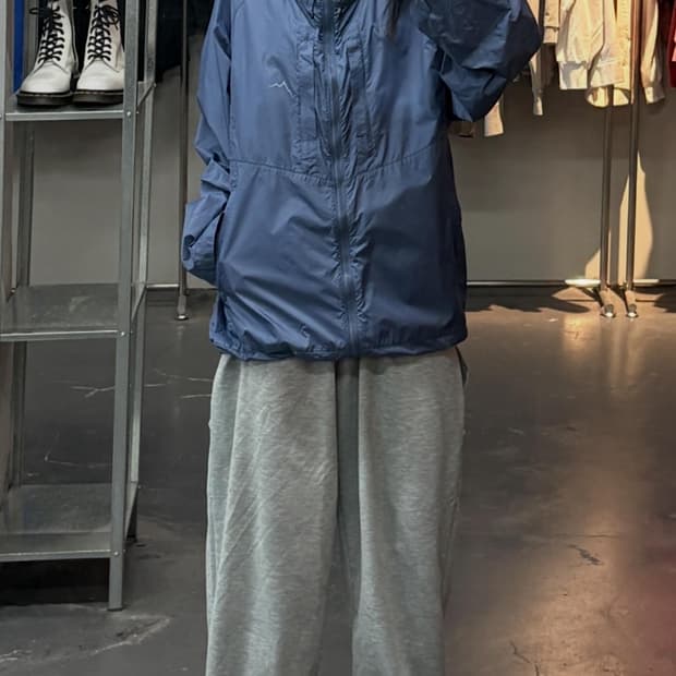 케일 립스탑 나일론 블루 바람막이자켓 A3674