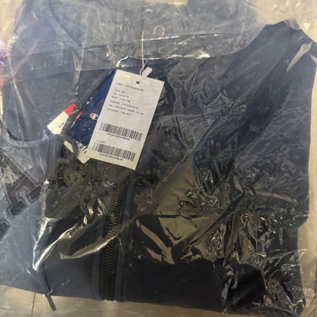 L사이즈 챔피온 아치로고 가먼트다잉 후드집업 블루