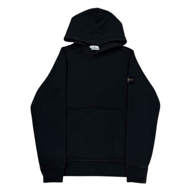 스톤아일랜드 빅로고 와펜 기모 스웻 후드티 블랙 12Y