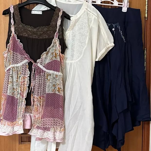 4p 찐대장 쿄토 모리걸 코디셋세트 지구네 빈티지 크루 카모메산장
