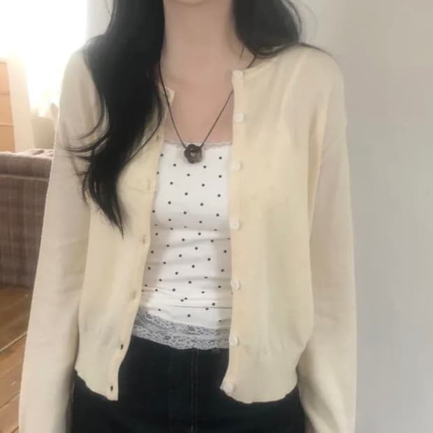 가디건,도트 티셔츠 (새거)