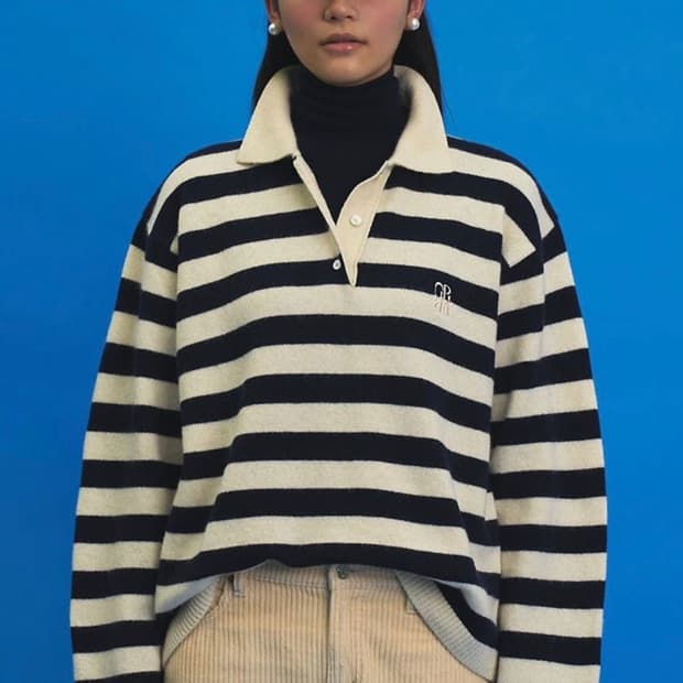 그로브 21HOLIDAY 스트라이프 카라니트