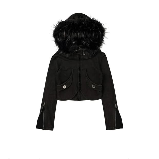 Bonienkiye Distressed Seam Fur Hood 