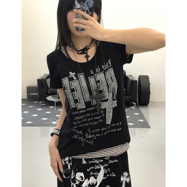 Jpn Y2k Cross Short Sleeve T-Shirts