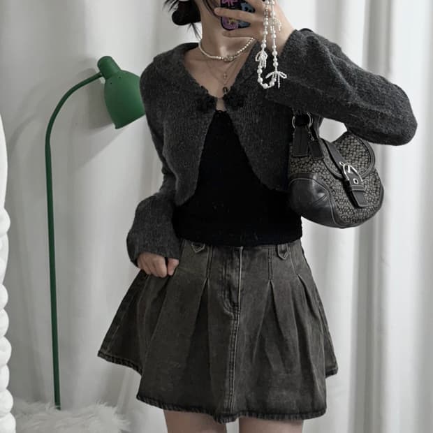 차콜 그레이 볼레로 가디건 