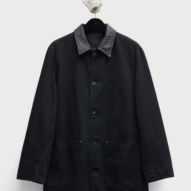 삽니다) 유스 레더 카라 데님 하프코트 M 레더 칼라