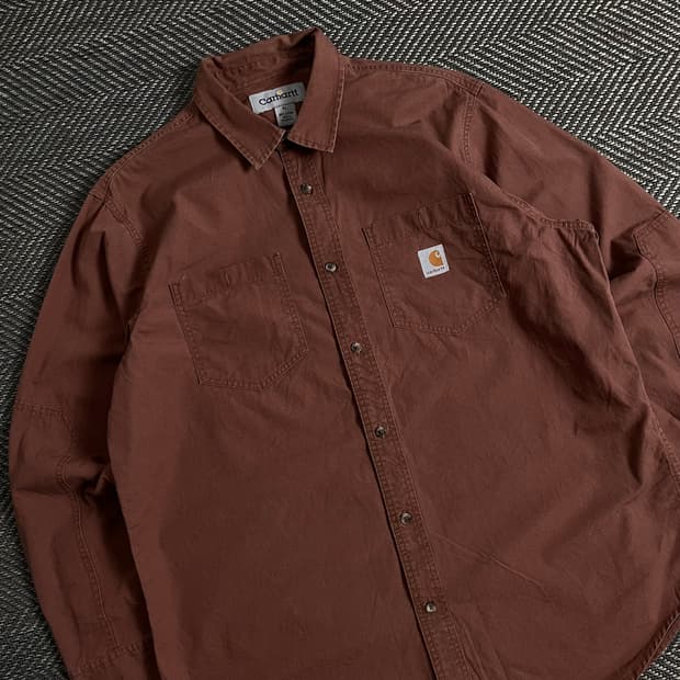 칼하트 투포켓 박시핏 워크 셔츠 브라운y 3049