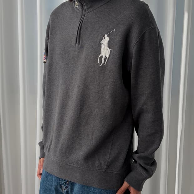 [XL]폴로 랄프로렌 빅포니 치프키프 쿼터집 코튼 니트