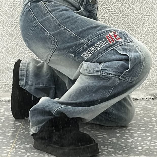 마자플라바 올드스쿨 워크웨어 카고 데님팬츠 30인치 C06541