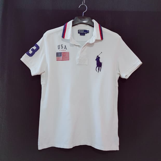 POLO RALPHLAUREN 폴로 랄프로렌 빅포니자수 반팔PK(흰곤)
