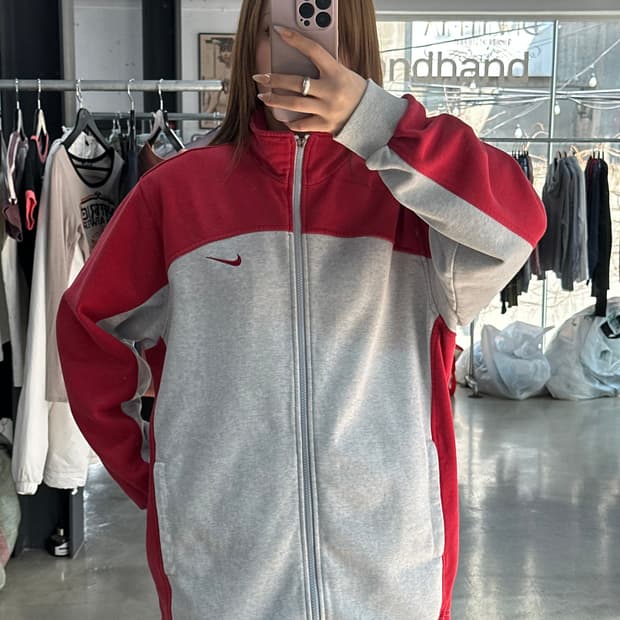 나이키 스우시 배색 트랙 코튼 져지 